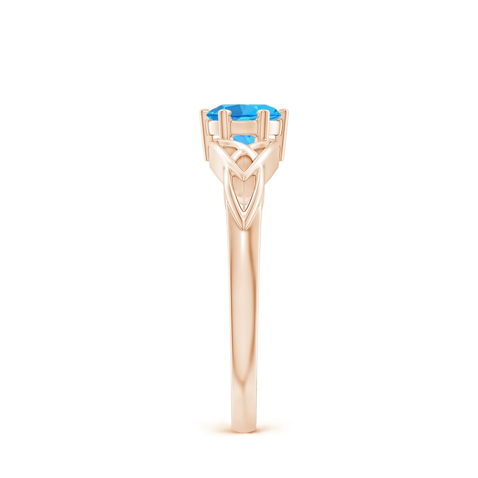 5mm AAA Solitaire Round Swiss Blue Topaz Celtic Knot Ring in Rose Gold side 299
