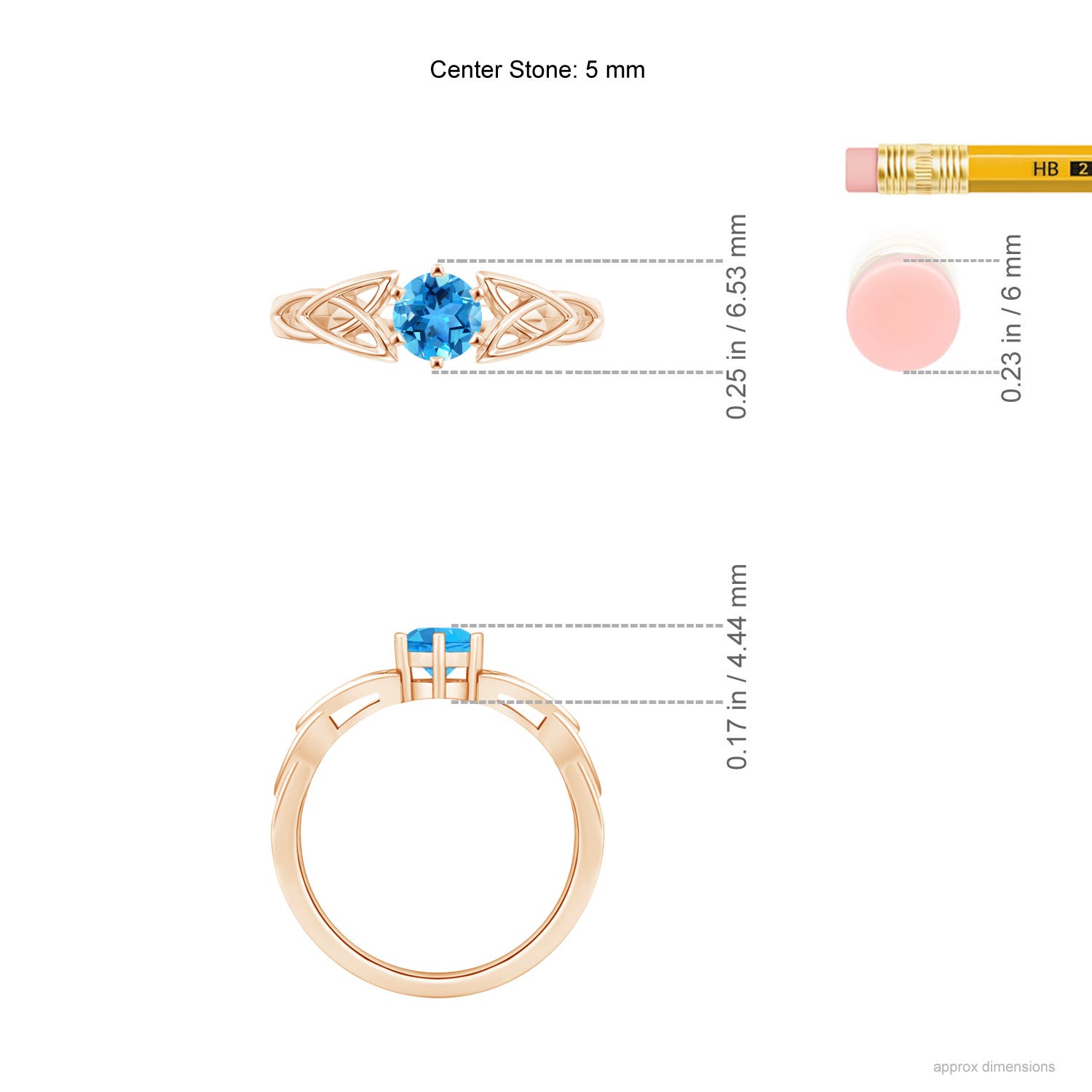 AAA - Swiss Blue Topaz / 0.6 CT / 14 KT Rose Gold