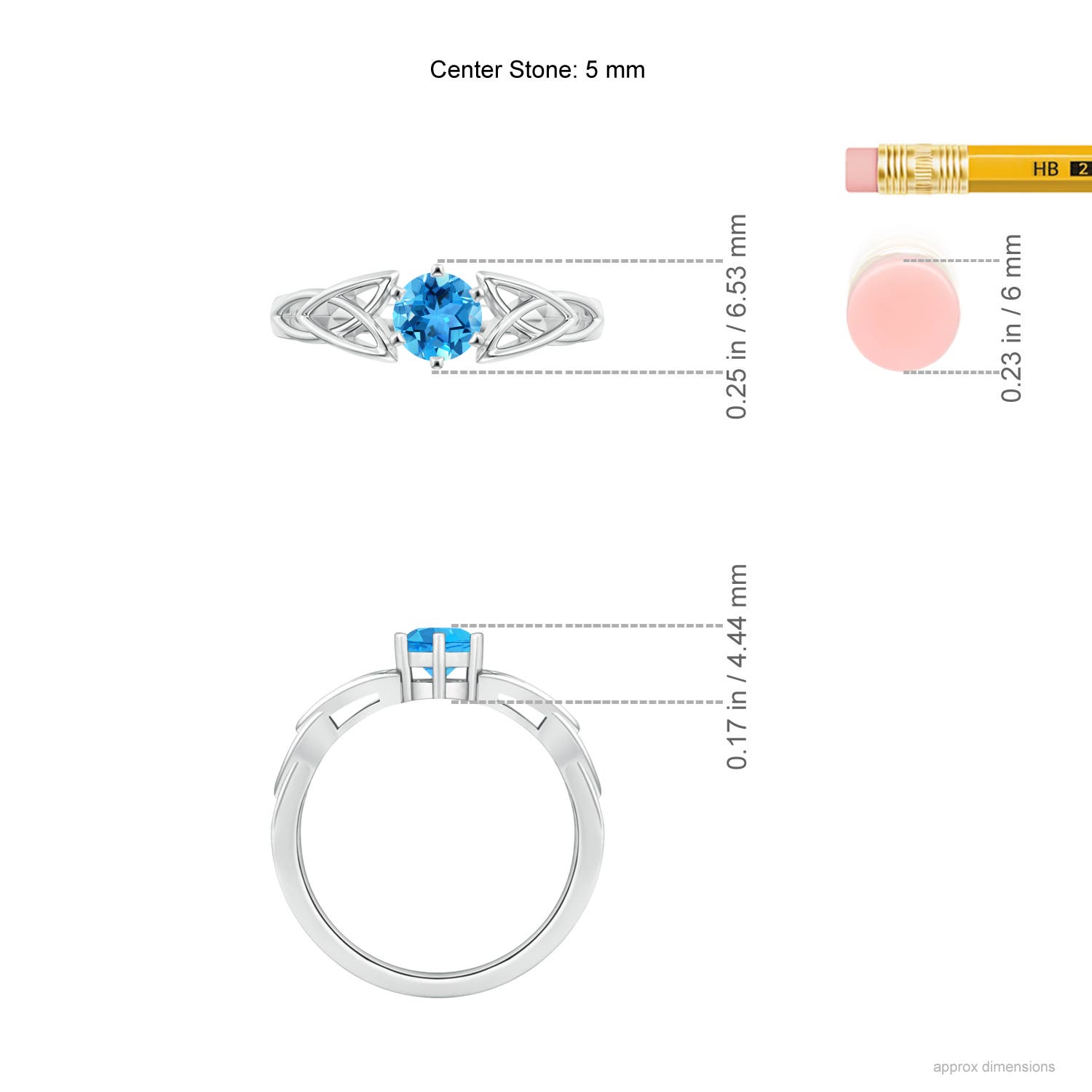 AAA - Swiss Blue Topaz / 0.6 CT / 14 KT White Gold