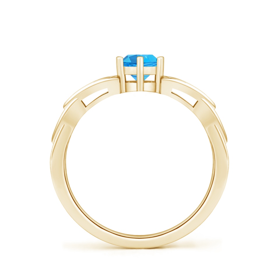 5mm AAA Solitaire Round Swiss Blue Topaz Celtic Knot Ring in Yellow Gold side 199