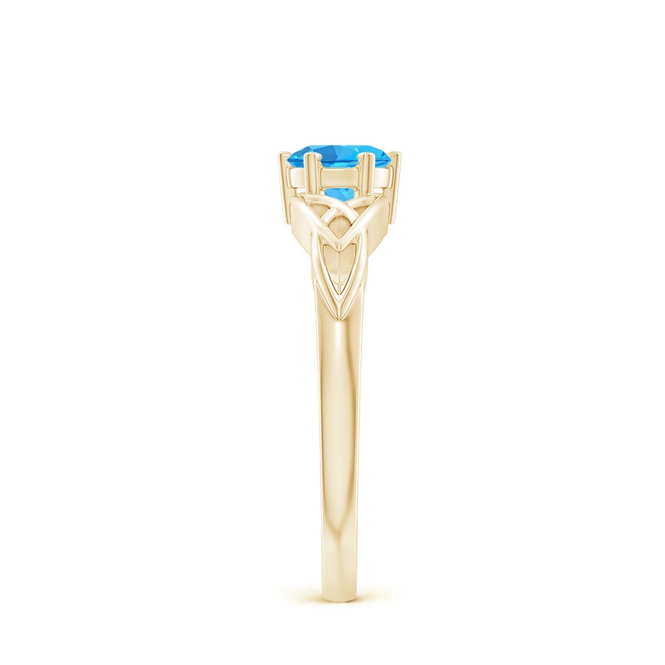 5mm AAA Solitaire Round Swiss Blue Topaz Celtic Knot Ring in Yellow Gold side 299