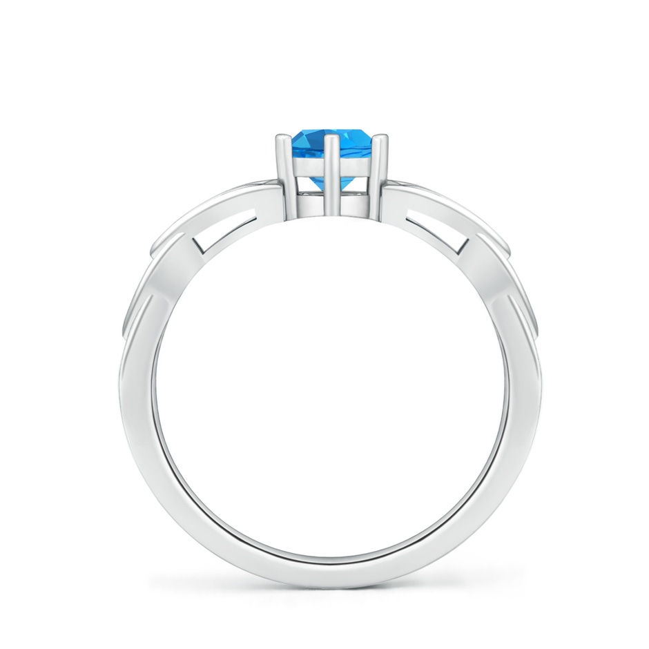 5mm AAAA Solitaire Round Swiss Blue Topaz Celtic Knot Ring in P950 Platinum side 199