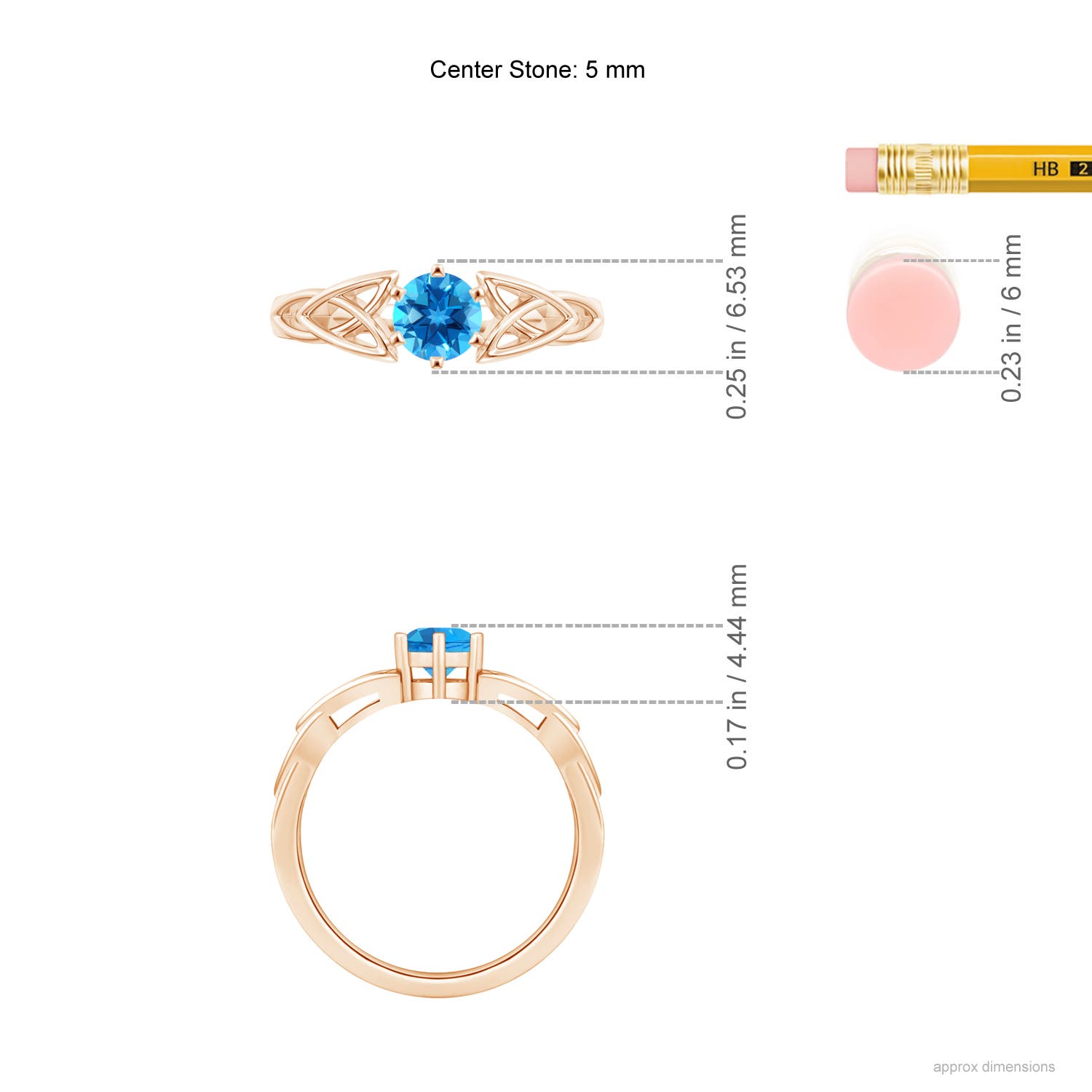 AAAA - Swiss Blue Topaz / 0.6 CT / 14 KT Rose Gold