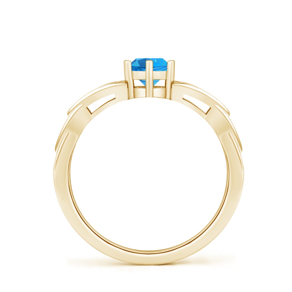 5mm AAAA Solitaire Round Swiss Blue Topaz Celtic Knot Ring in Yellow Gold side 199