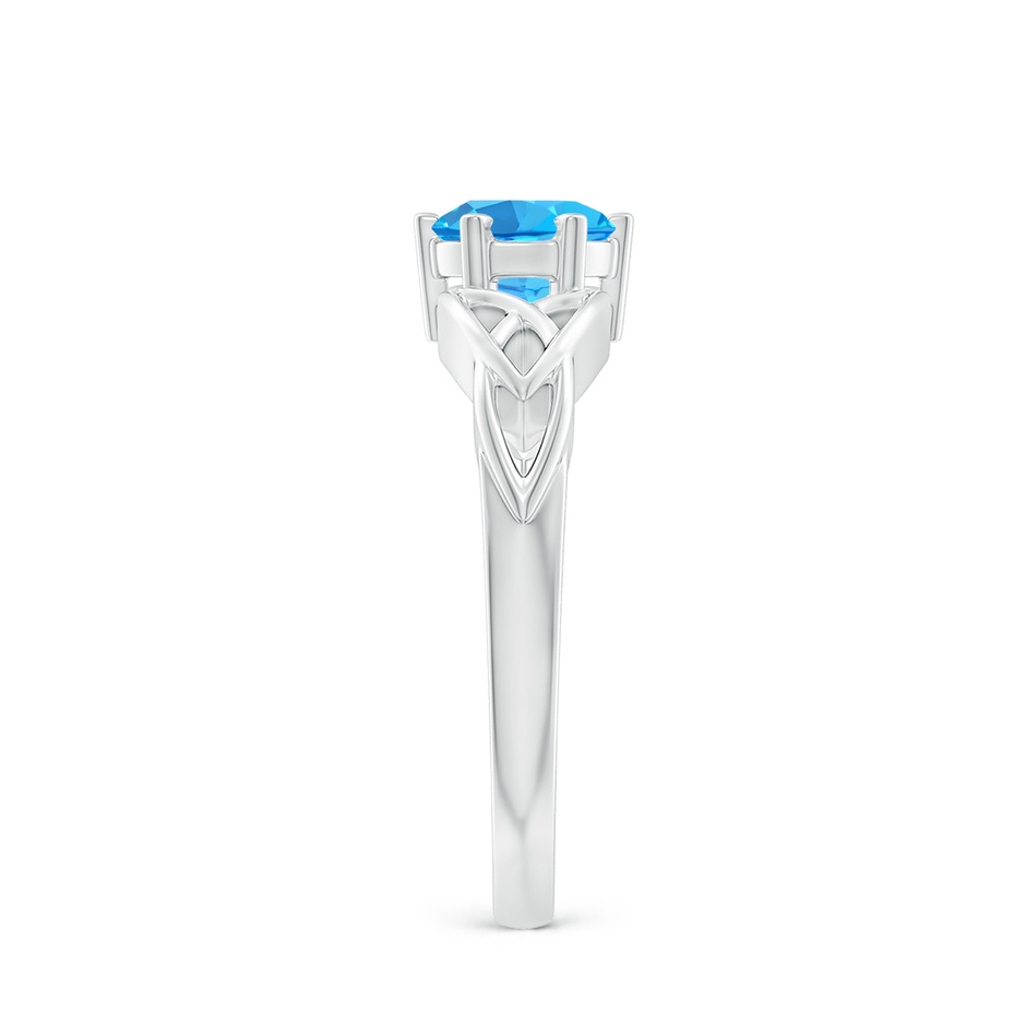 6mm AAA Solitaire Round Swiss Blue Topaz Celtic Knot Ring in 18K White Gold side 299
