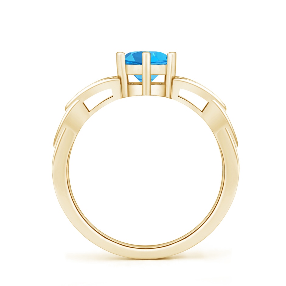 6mm AAA Solitaire Round Swiss Blue Topaz Celtic Knot Ring in Yellow Gold side 199