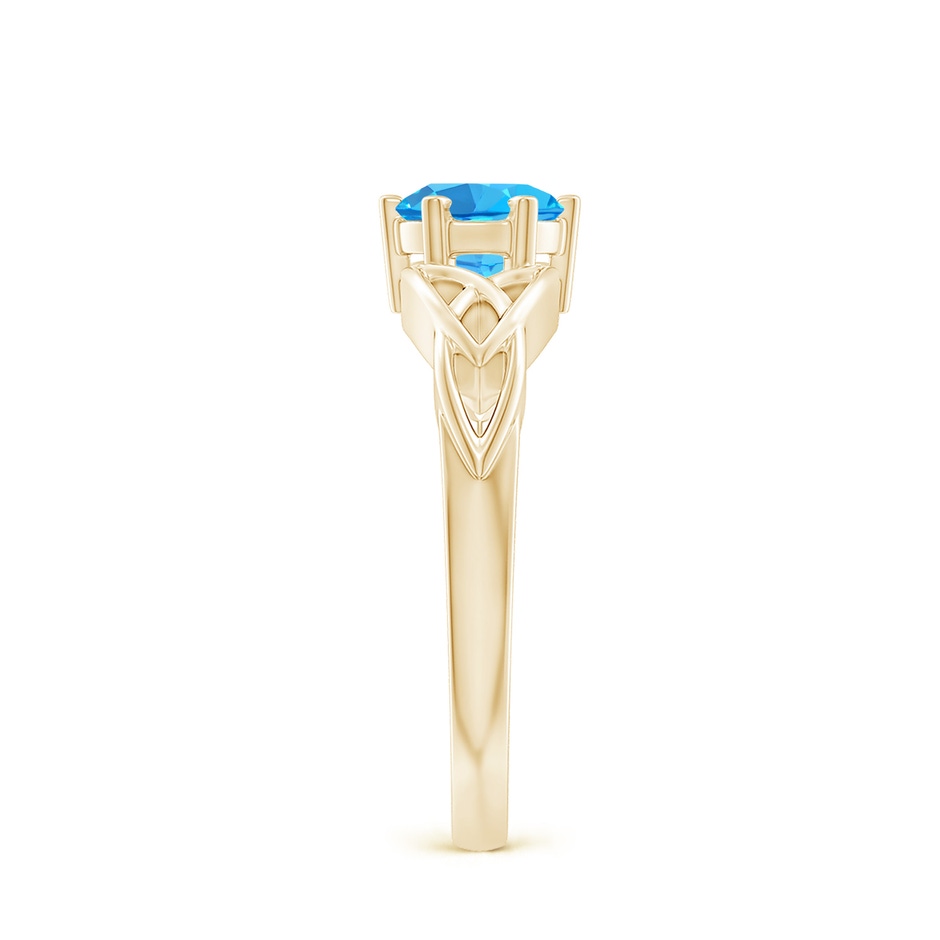 6mm AAA Solitaire Round Swiss Blue Topaz Celtic Knot Ring in Yellow Gold side 299
