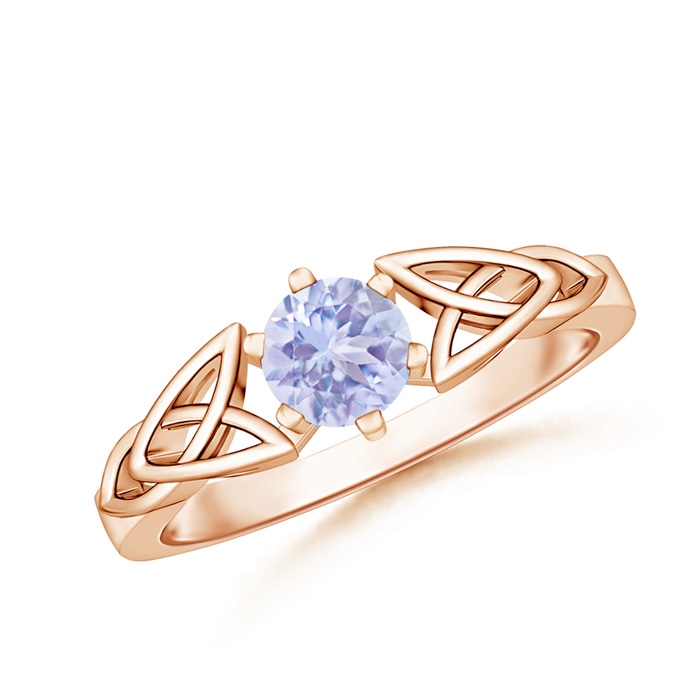 5mm A Solitaire Round Tanzanite Celtic Knot Ring in 9K Rose Gold 