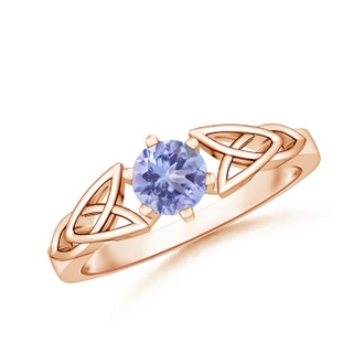 5mm AA Solitaire Round Tanzanite Celtic Knot Ring in 9K Rose Gold
