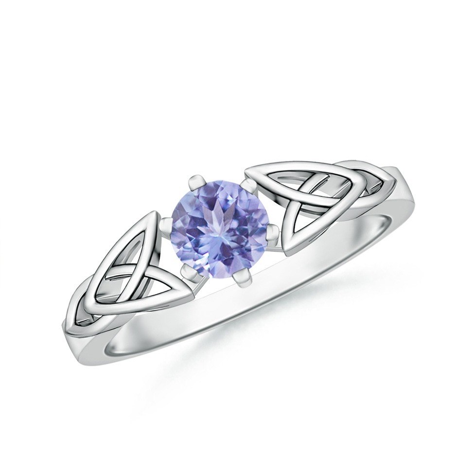 5mm AA Solitaire Round Tanzanite Celtic Knot Ring in White Gold 