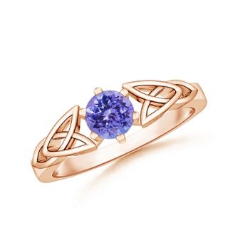 5mm AAA Solitaire Round Tanzanite Celtic Knot Ring in 9K Rose Gold