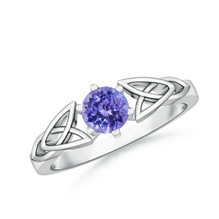 5mm AAA Solitaire Round Tanzanite Celtic Knot Ring in P950 Platinum