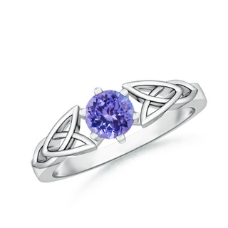 5mm AAA Solitaire Round Tanzanite Celtic Knot Ring in White Gold