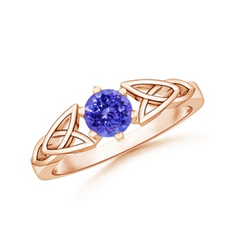 5mm AAAA Solitaire Round Tanzanite Celtic Knot Ring in 9K Rose Gold