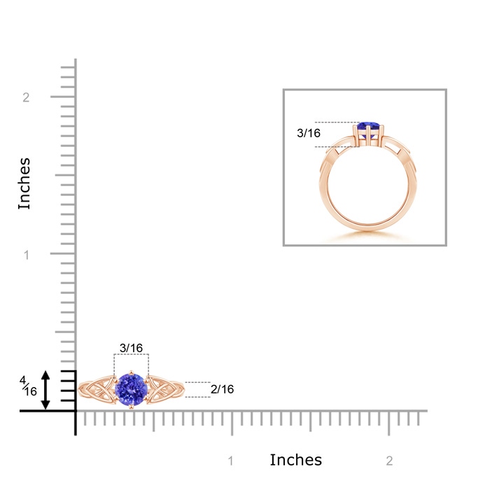 5mm AAAA Solitaire Round Tanzanite Celtic Knot Ring in 9K Rose Gold product image