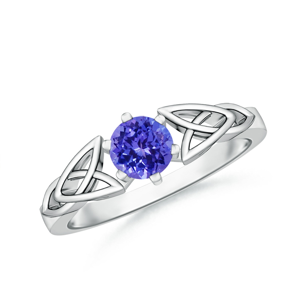5mm AAAA Solitaire Round Tanzanite Celtic Knot Ring in P950 Platinum