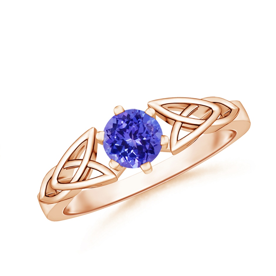 5mm AAAA Solitaire Round Tanzanite Celtic Knot Ring in Rose Gold 
