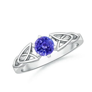 5mm AAAA Solitaire Round Tanzanite Celtic Knot Ring in White Gold