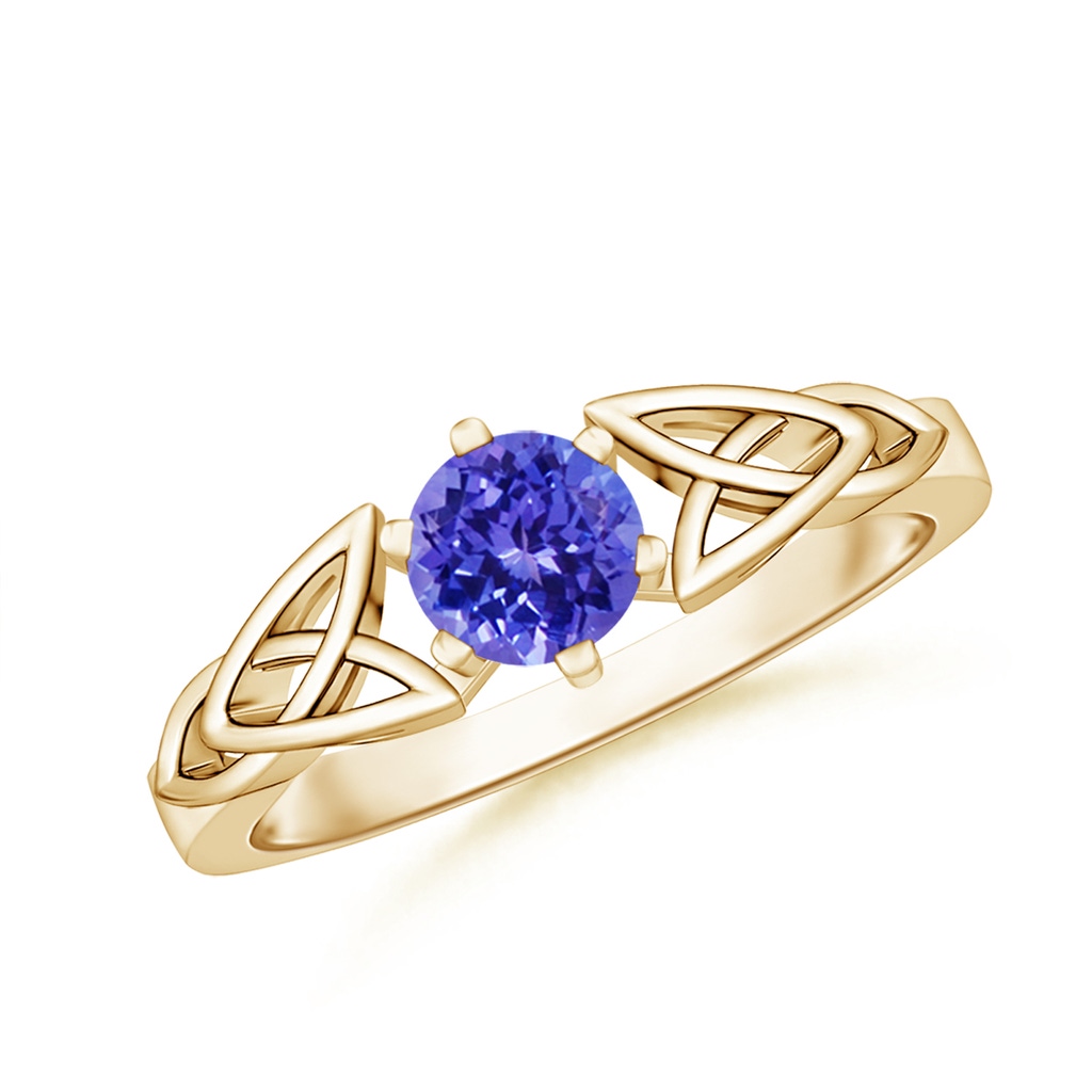 5mm AAAA Solitaire Round Tanzanite Celtic Knot Ring in Yellow Gold