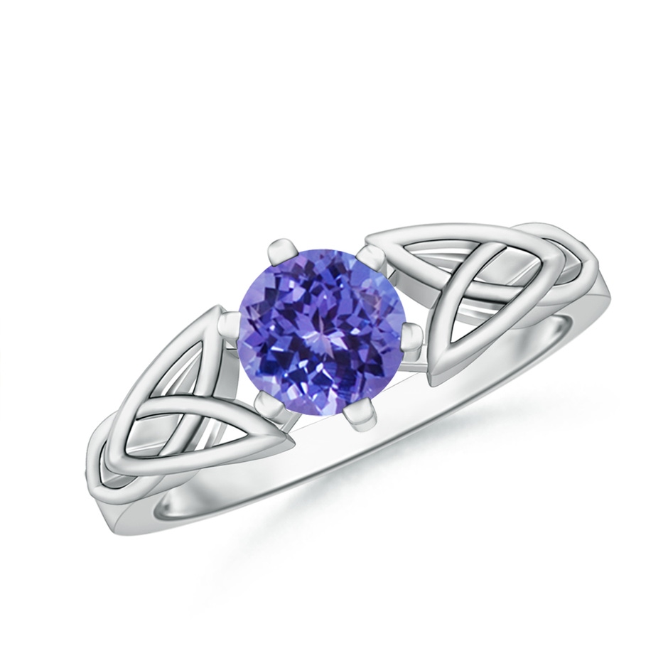 6mm AA Solitaire Round Tanzanite Celtic Knot Ring in White Gold 