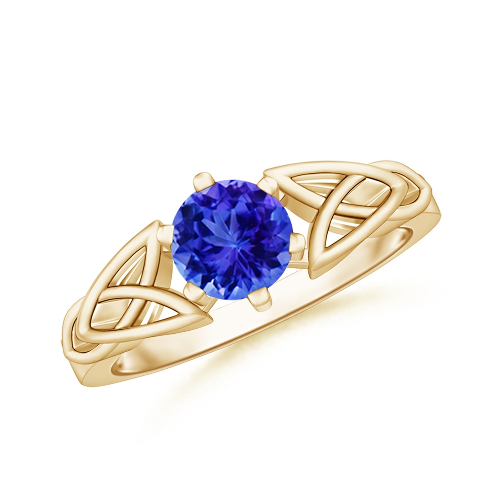 6mm AAA Solitaire Round Tanzanite Celtic Knot Ring in Yellow Gold 