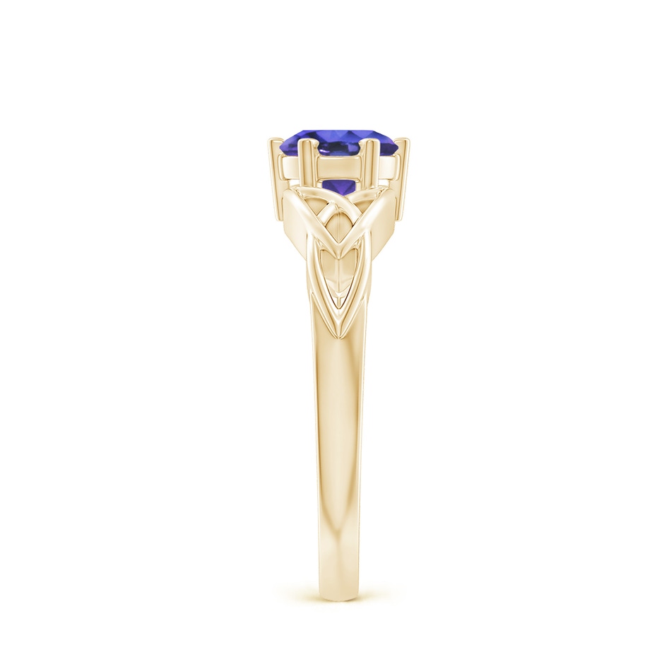 6mm AAA Solitaire Round Tanzanite Celtic Knot Ring in Yellow Gold side-2
