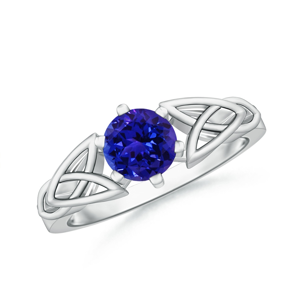 6mm AAAA Solitaire Round Tanzanite Celtic Knot Ring in White Gold 