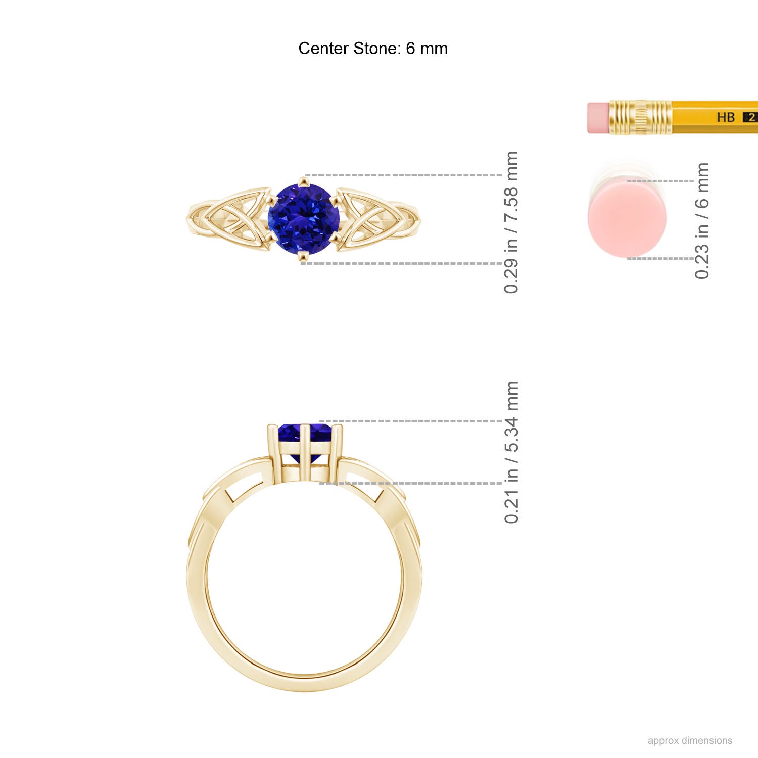 AAAA - Tanzanite / 0.9 CT / 14 KT Yellow Gold