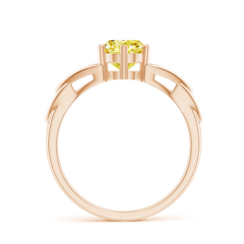 6.4mm AAAA Solitaire Round Fancy Intense Yellow Diamond Celtic Knot Ring in Rose Gold - side 199