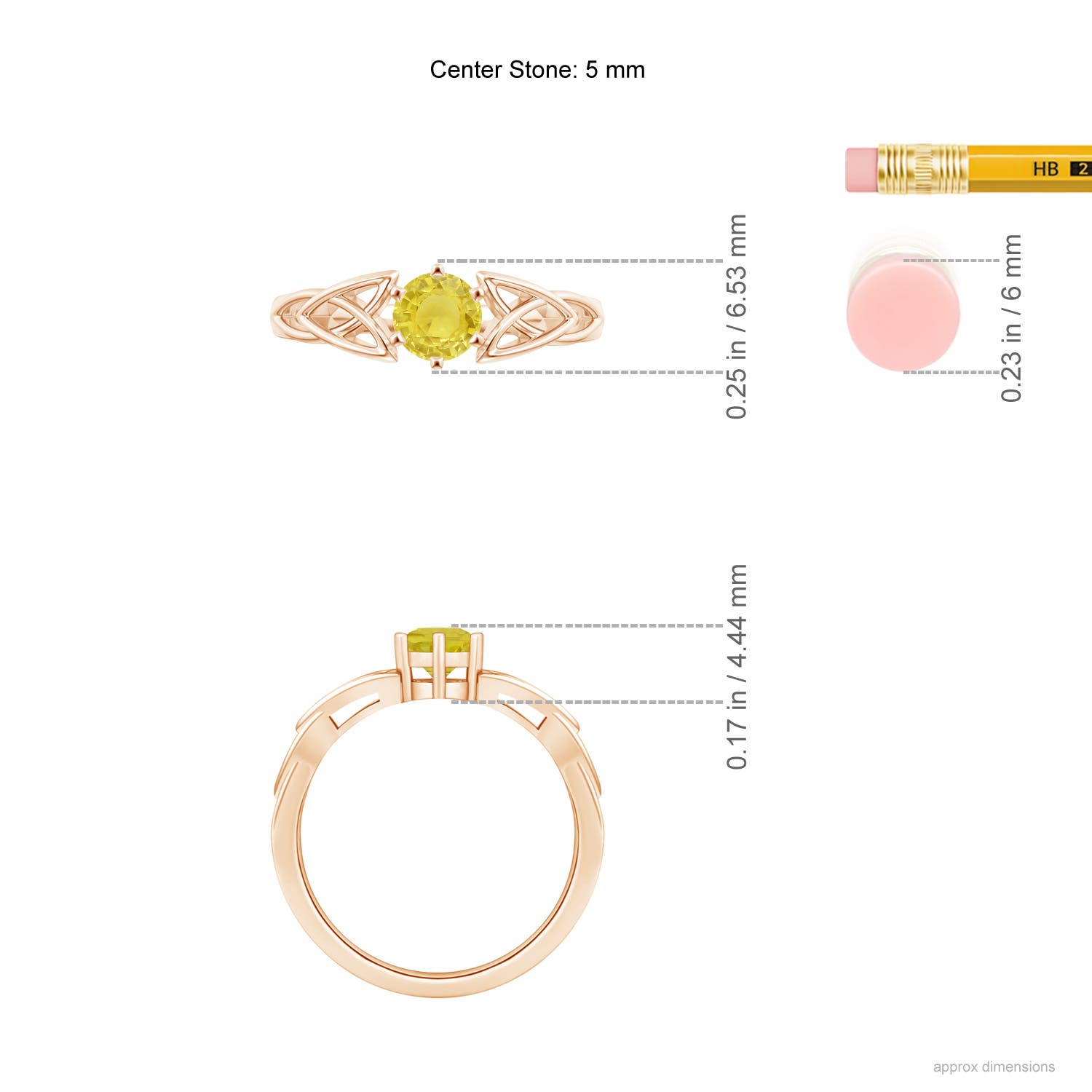 A - Yellow Sapphire / 0.53 CT / 14 KT Rose Gold