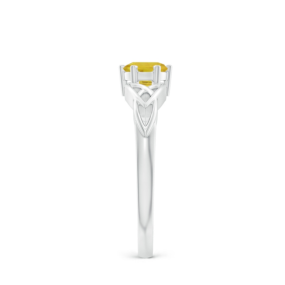 5mm AAA Solitaire Round Yellow Sapphire Celtic Knot Ring in White Gold side-2