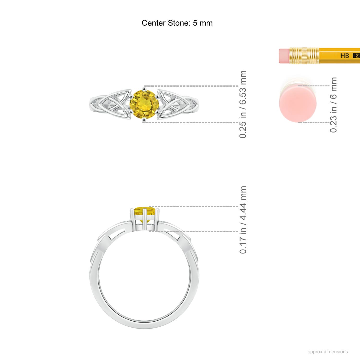 AAAA - Yellow Sapphire / 0.53 CT / 14 KT White Gold