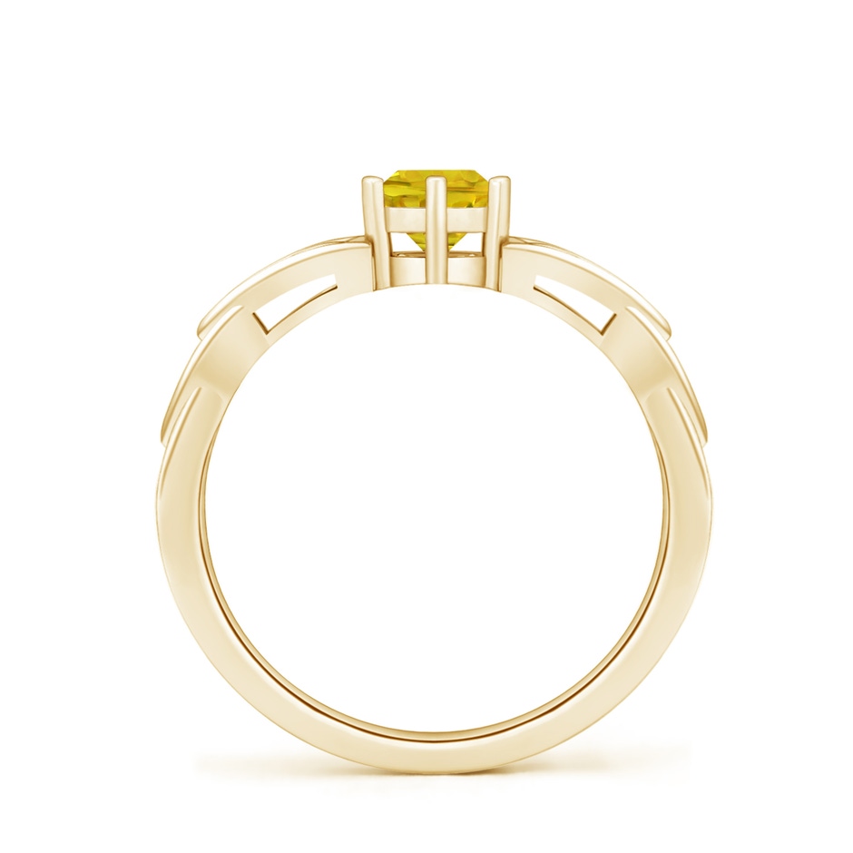 5mm AAAA Solitaire Round Yellow Sapphire Celtic Knot Ring in Yellow Gold side-1