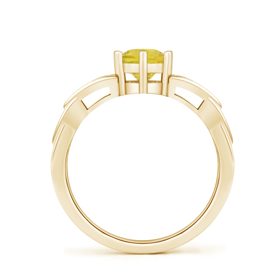6mm AA Solitaire Round Yellow Sapphire Celtic Knot Ring in Yellow Gold side-1