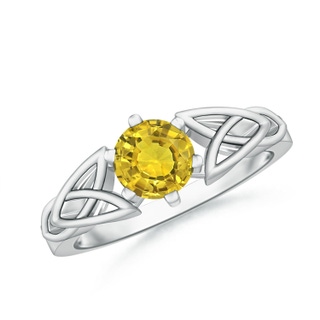 6mm AAAA Solitaire Round Yellow Sapphire Celtic Knot Ring in P950 Platinum