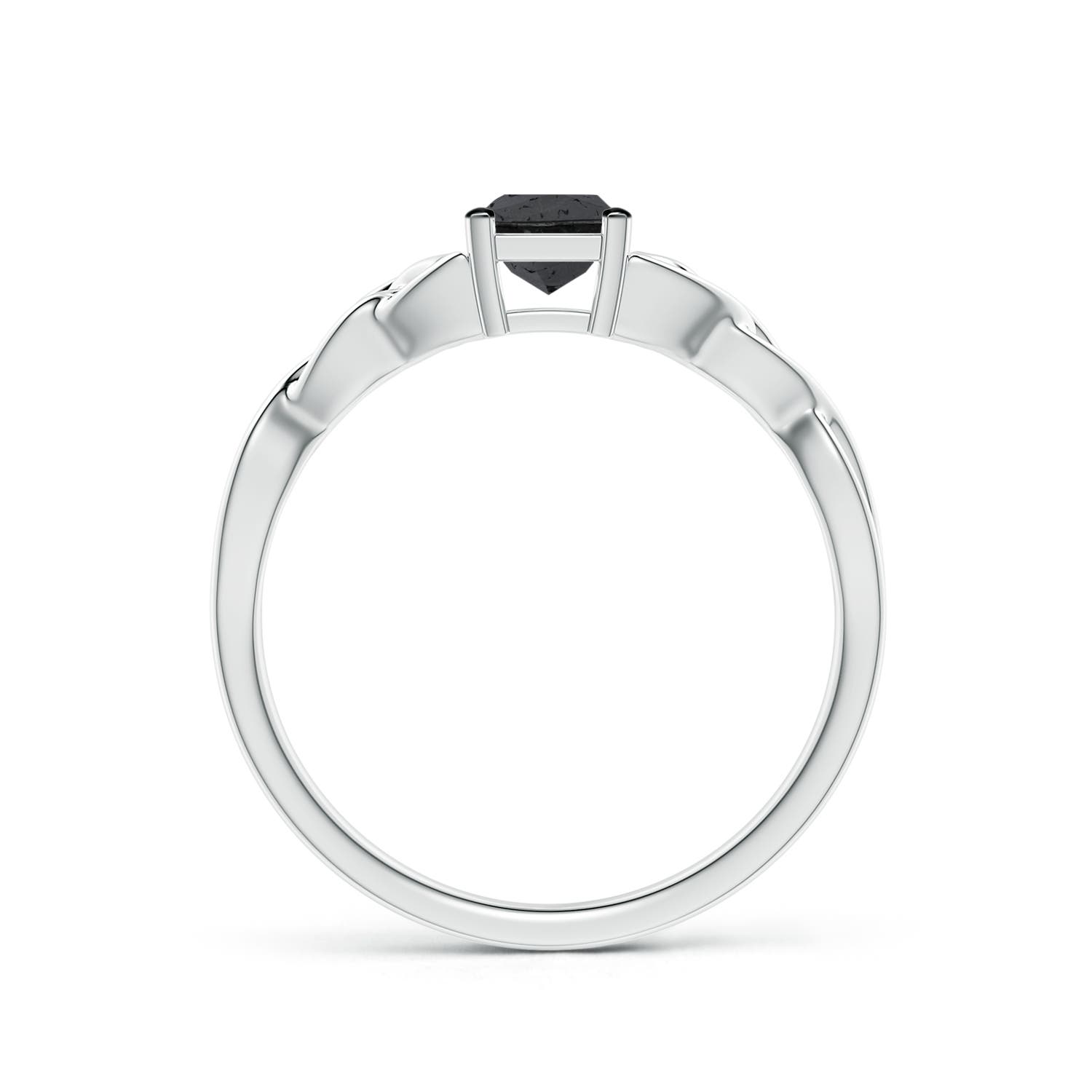 4.4mm A Solitaire Princess-Cut Black Diamond Celtic Knot Ring in P950 Platinum