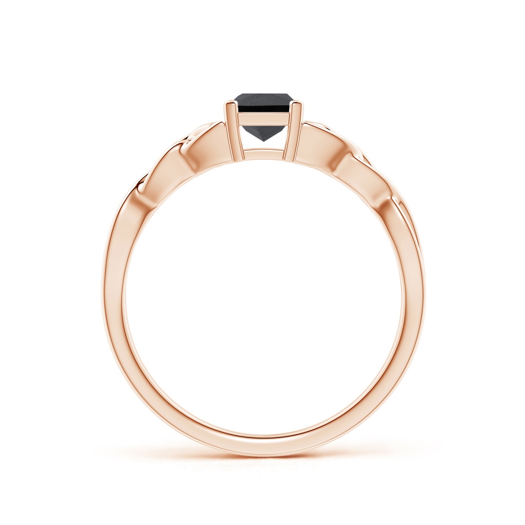 4.4mm AA Solitaire Princess-Cut Black Diamond Celtic Knot Ring in Rose Gold - side_1