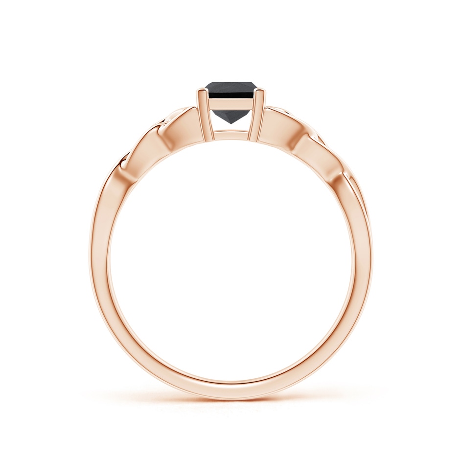 4.4mm AA Solitaire Princess-Cut Black Diamond Celtic Knot Ring in Rose Gold side-1
