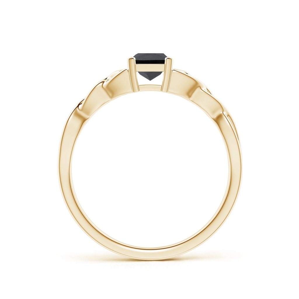 4.4mm AA Solitaire Princess-Cut Black Diamond Celtic Knot Ring in Yellow Gold - side_1