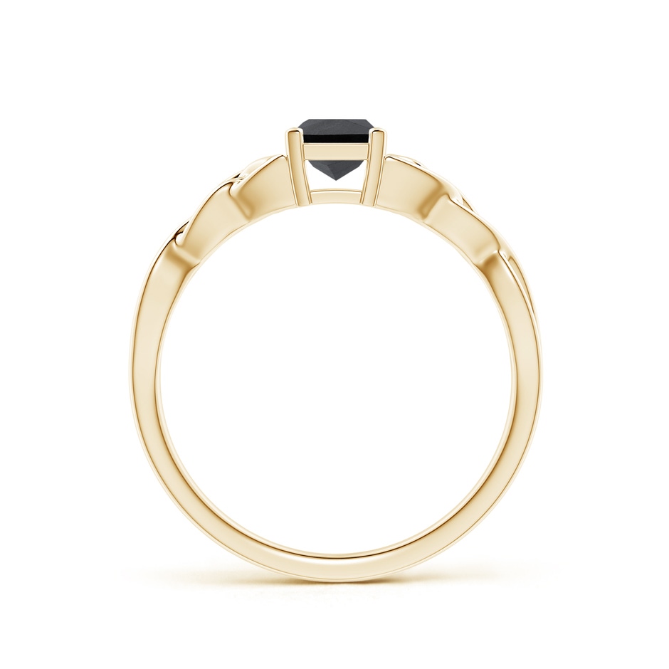 4.4mm AA Solitaire Princess-Cut Black Diamond Celtic Knot Ring in Yellow Gold side-1
