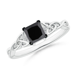 4.9mm AA Solitaire Princess-Cut Black Diamond Celtic Knot Ring in P950 Platinum