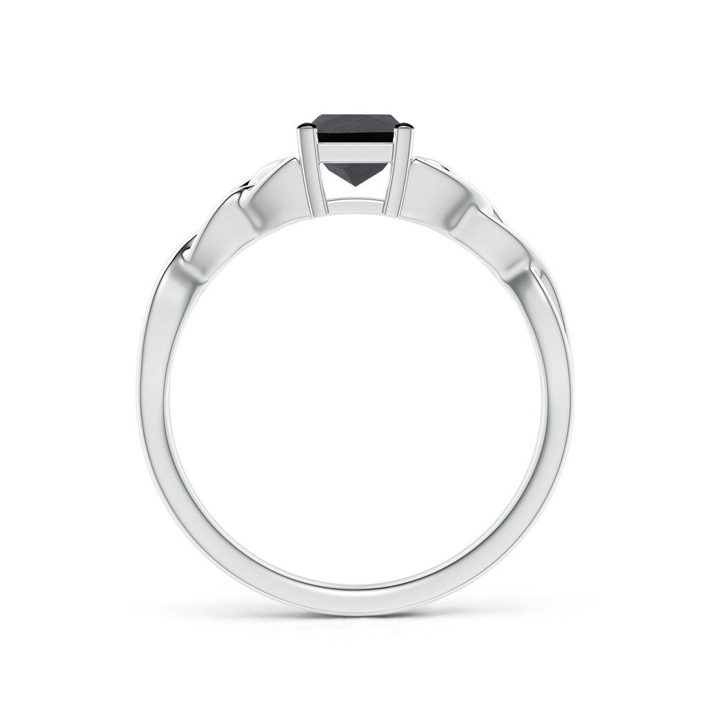 4.9mm AA Solitaire Princess-Cut Black Diamond Celtic Knot Ring in White Gold - side_1