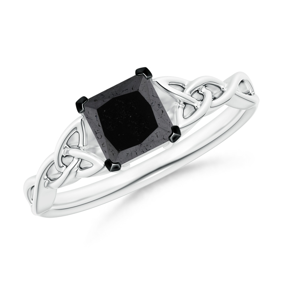 5.5mm A Solitaire Princess-Cut Black Diamond Celtic Knot Ring in P950 Platinum 