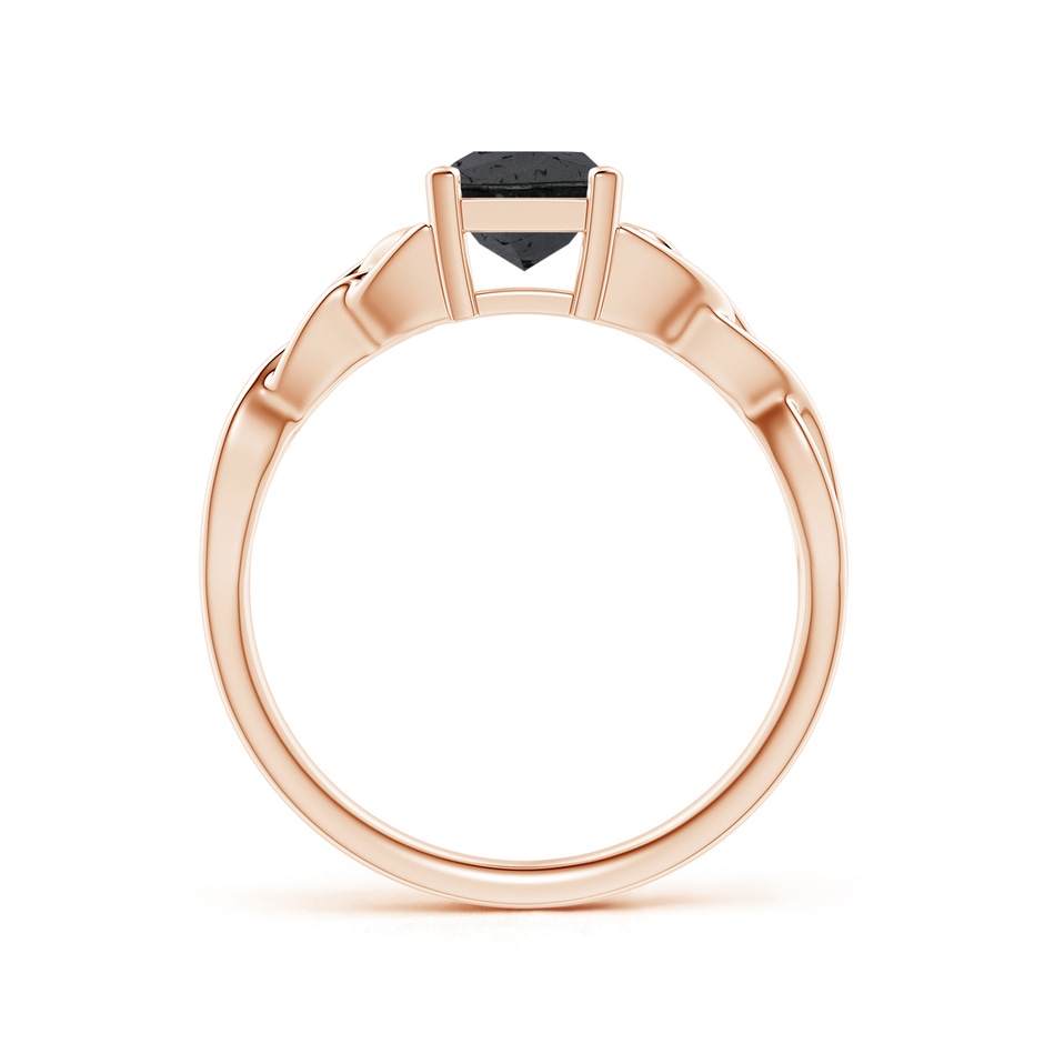 5.5mm A Solitaire Princess-Cut Black Diamond Celtic Knot Ring in Rose Gold side-1