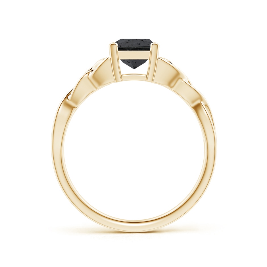 5.5mm A Solitaire Princess-Cut Black Diamond Celtic Knot Ring in Yellow Gold side-1