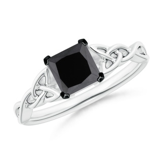5.5mm AA Solitaire Princess-Cut Black Diamond Celtic Knot Ring in P950 Platinum
