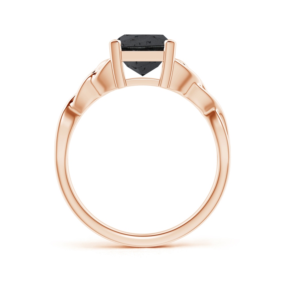 7mm A Solitaire Princess-Cut Black Diamond Celtic Knot Ring in Rose Gold side-1