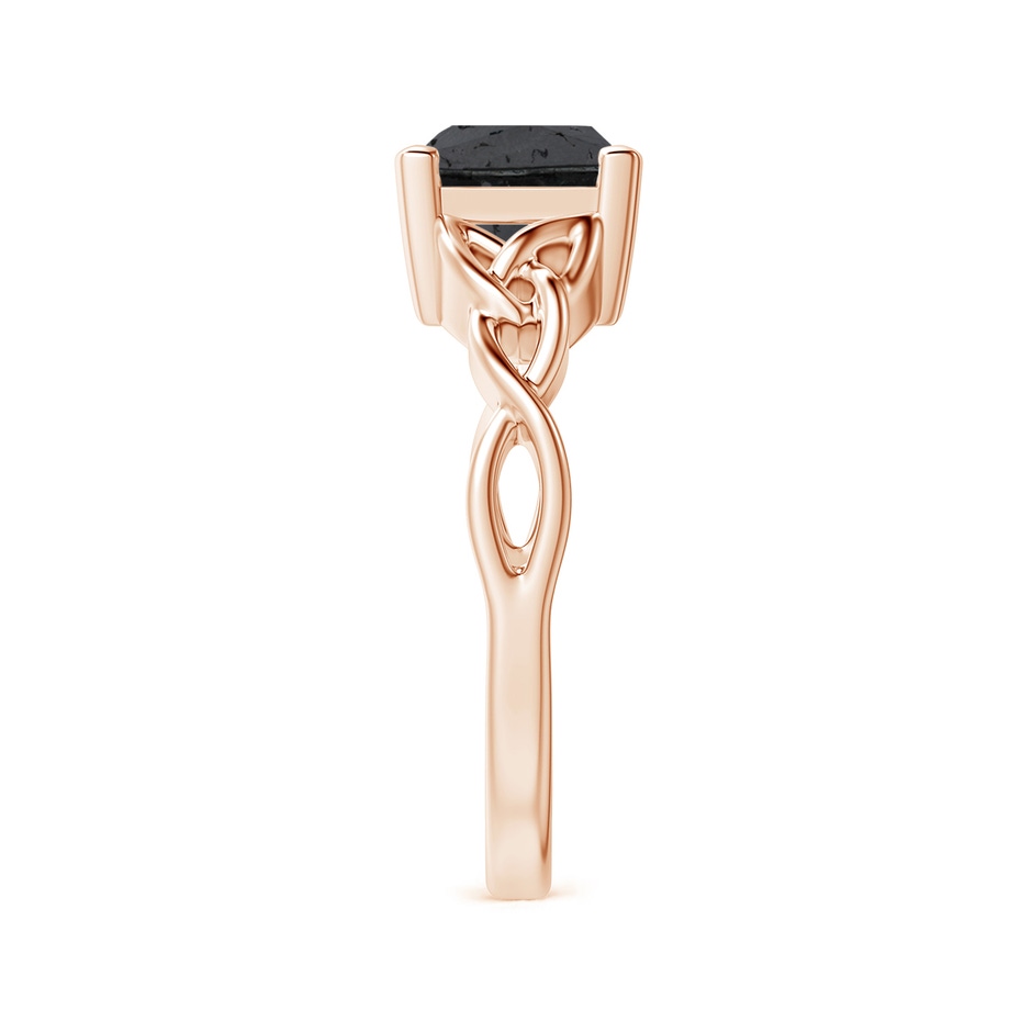 7mm A Solitaire Princess-Cut Black Diamond Celtic Knot Ring in Rose Gold side-2