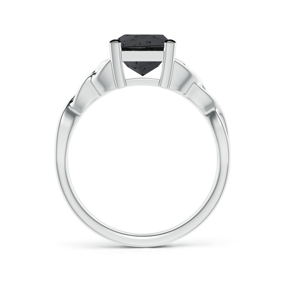 7mm A Solitaire Princess-Cut Black Diamond Celtic Knot Ring in White Gold side-1