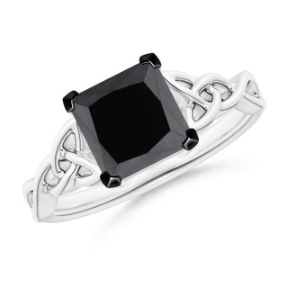 7mm AA Solitaire Princess-Cut Black Diamond Celtic Knot Ring in P950 Platinum